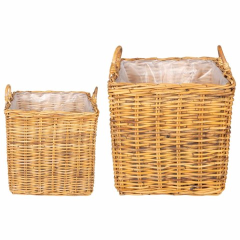 KOSZ NA ROŚLINY GENDT 2 SZT. NATURALNY BRĄZ RATTAN KUBU