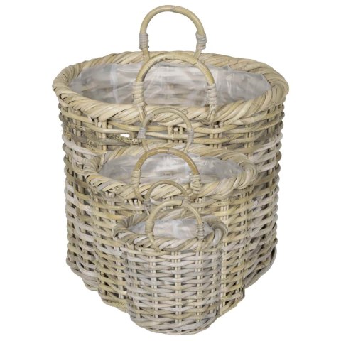 KOSZYK NA ROŚLINY GENDT 3 SZT. NATURALNA SZAROŚĆ RATTAN KUBU