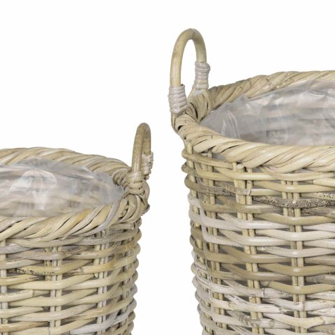 KOSZYK NA ROŚLINY GENDT 3 SZT. NATURALNA SZAROŚĆ RATTAN KUBU
