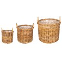 KOSZYK NA ROŚLINY GENDT 3 SZT. NATURALNY BRĄZ RATTAN KUBU