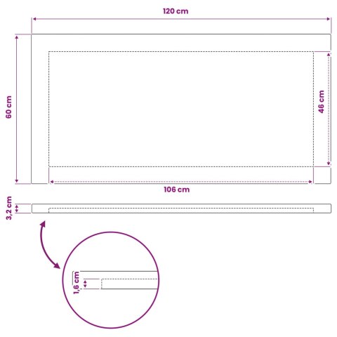 PROSTOKĄTNY BLAT STOŁU 120 X 60 X 3,2 CM PROSTOKĄTNY