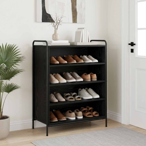 SZAFKA NA BUTY 76 X 36,5 X 93 CM DREWNO INŻYNIERYJNE CZARNY DĄB
