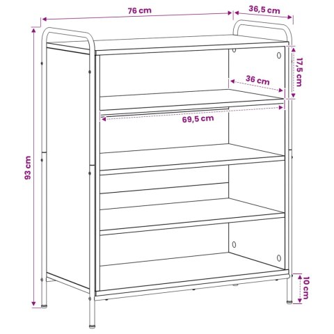 SZAFKA NA BUTY 76 X 36,5 X 93 CM DREWNO INŻYNIERYJNE CZARNY DĄB