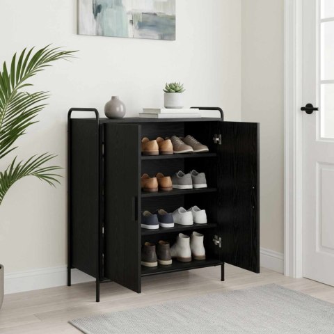 SZAFKA NA BUTY 76 X 36,5 X 93 CM DREWNO INŻYNIERYJNE CZARNY DĄB