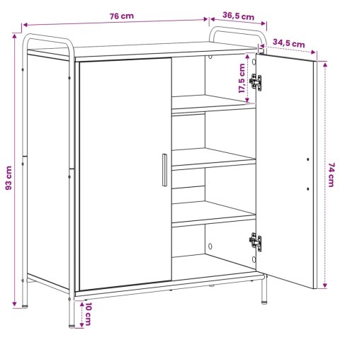 SZAFKA NA BUTY 76 X 36,5 X 93 CM DREWNO INŻYNIERYJNE CZARNY DĄB