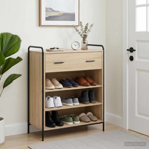 SZAFKA NA BUTY 76 X 36,5 X 93 CM DREWNO INŻYNIERYJNE DĄB SONOMA