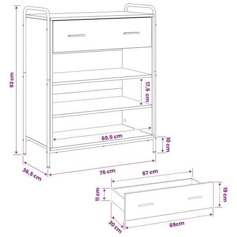 SZAFKA NA BUTY 76 X 36,5 X 93 CM DREWNO INŻYNIERYJNE DĄB SONOMA