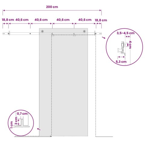 ZESTAW OKUĆ DO DRZWI PRZESUWNYCH 200 CM STAL CZARNY