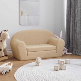 2-OS. SOFA DLA DZIECI, ROZKŁADANA, KREMOWA, MIĘKKI PLUSZ