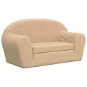 2-OS. SOFA DLA DZIECI, ROZKŁADANA, KREMOWA, MIĘKKI PLUSZ