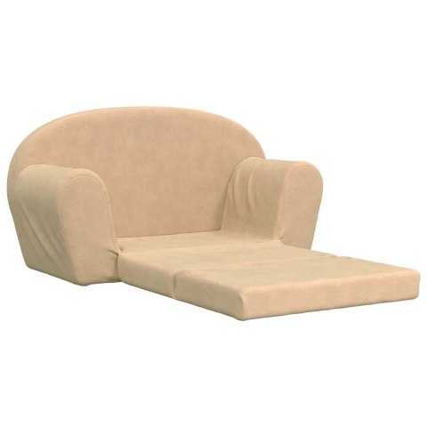 2-OS. SOFA DLA DZIECI, ROZKŁADANA, KREMOWA, MIĘKKI PLUSZ