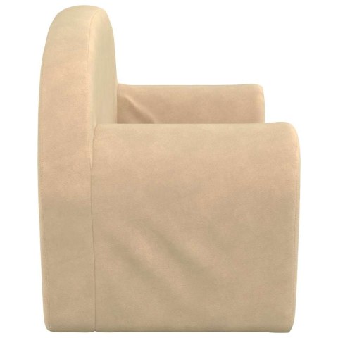 2-OS. SOFA DLA DZIECI, ROZKŁADANA, KREMOWA, MIĘKKI PLUSZ