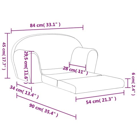 2-OS. SOFA DLA DZIECI, ROZKŁADANA, KREMOWA, MIĘKKI PLUSZ