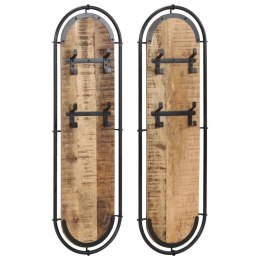 WIESZAKI NA PŁASZCZE, Z 4 HACZYKAMI, 2 SZT., LITE DREWNO MANGO