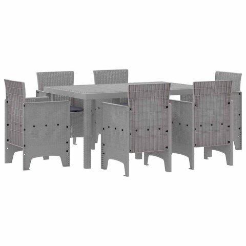 ZESTAW DO JADALNI W OGRODZIE 7 SZT. JASNOSZARY RATTAN POLT