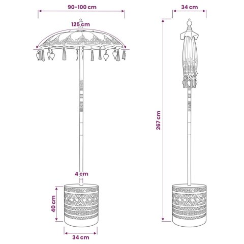 BALIŃSKI PARASOL Z BAZĄ 2 SZT. ŻÓŁTY