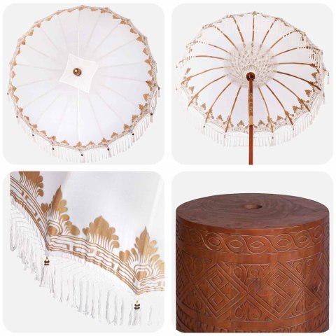 BALIŃSKI PARASOL Z BAZĄ KREMOWY I BRĄZOWY Ø 180-190 CM