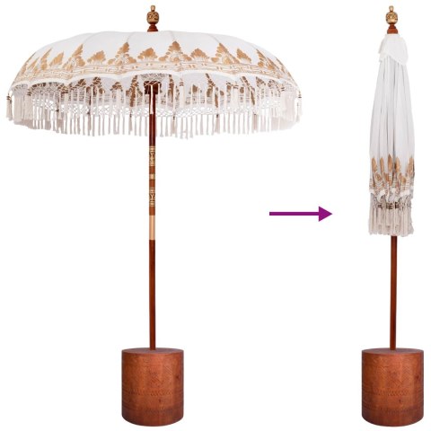 BALIŃSKI PARASOL Z BAZĄ KREMOWY I BRĄZOWY Ø 180-190 CM