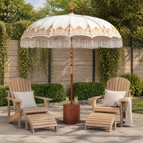 BALIŃSKI PARASOL Z BAZĄ KREMOWY I BRĄZOWY Ø 210-220 CM