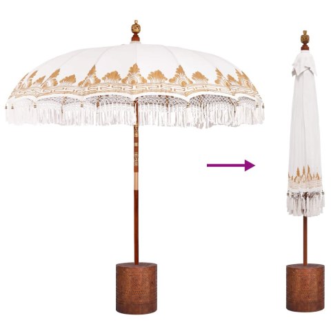 BALIŃSKI PARASOL Z BAZĄ KREMOWY I BRĄZOWY Ø 210-220 CM