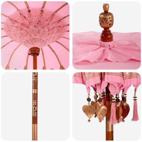 BALIŃSKI PARASOL Z BAZĄ RÓŻOWY I BRĄZOWY Ø 210-220 CM