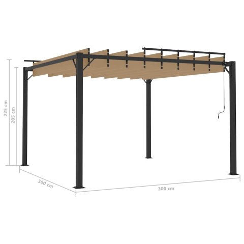 ALTANA Z ŻALUZJOWYM DACHEM 3X3 M, TAUPE, TKANINA I ALUMINIUM