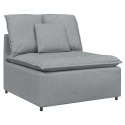 SOFA MODUŁOWA Z PODNÓŻKIEM I PODUSZKAMI TKANINA JASNOSZARA
