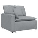 SOFA MODUŁOWA Z PODNÓŻKIEM I PODUSZKAMI TKANINA JASNOSZARA