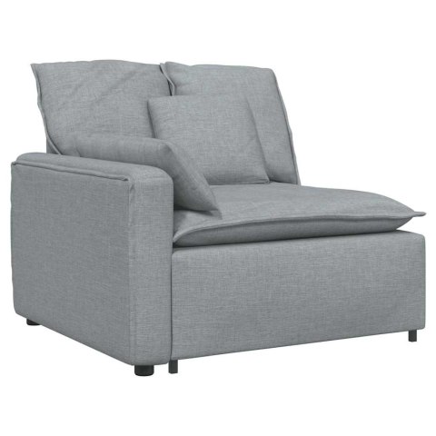 SOFA MODUŁOWA Z PODNÓŻKIEM I PODUSZKAMI TKANINA JASNOSZARA