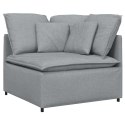 SOFA MODUŁOWA Z PODNÓŻKIEM I PODUSZKAMI TKANINA JASNOSZARA