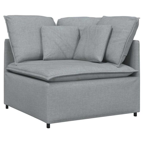 SOFA MODUŁOWA Z PODNÓŻKIEM I PODUSZKAMI TKANINA JASNOSZARA