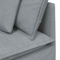 SOFA MODUŁOWA Z PODNÓŻKIEM I PODUSZKAMI TKANINA JASNOSZARA