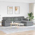 SOFA MODUŁOWA Z PODNÓŻKIEM I PODUSZKAMI, JASNOSZARA