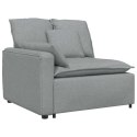 SOFA MODUŁOWA Z PODNÓŻKIEM I PODUSZKAMI, JASNOSZARA