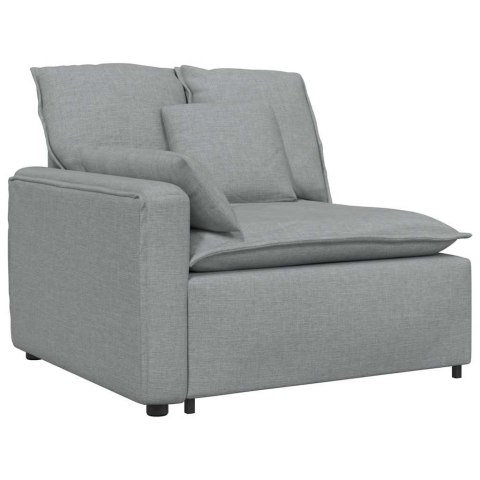 SOFA MODUŁOWA Z PODNÓŻKIEM I PODUSZKAMI, JASNOSZARA