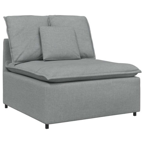 SOFA MODUŁOWA Z PODNÓŻKIEM I PODUSZKAMI, JASNOSZARA