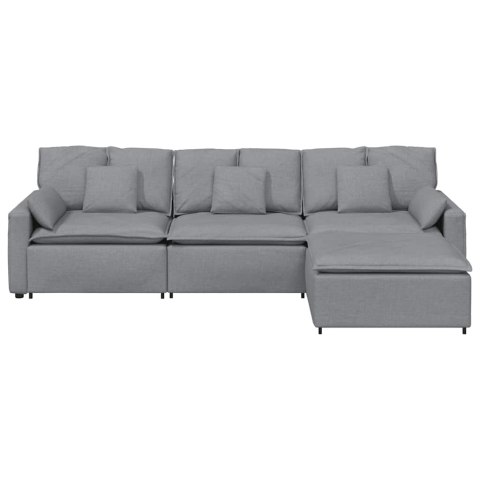 SOFA MODUŁOWA Z PODNÓŻKIEM I PODUSZKAMI, JASNOSZARA