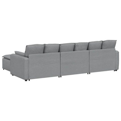 SOFA MODUŁOWA Z PODNÓŻKIEM I PODUSZKAMI, JASNOSZARA