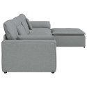 SOFA MODUŁOWA Z PODNÓŻKIEM I PODUSZKAMI, JASNOSZARA