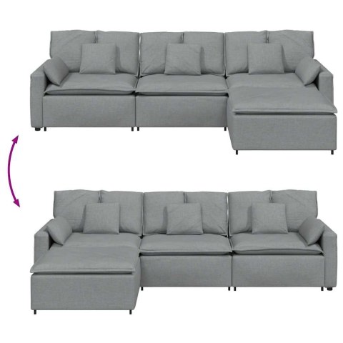 SOFA MODUŁOWA Z PODNÓŻKIEM I PODUSZKAMI, JASNOSZARA