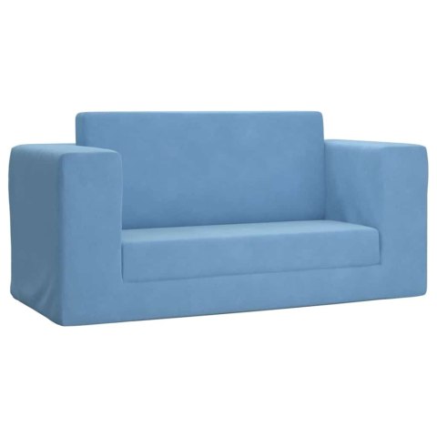 2-OS. SOFA DLA DZIECI, ROZKŁADANA, NIEBIESKA, MIĘKKI PLUSZ
