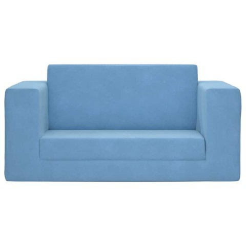 2-OS. SOFA DLA DZIECI, ROZKŁADANA, NIEBIESKA, MIĘKKI PLUSZ