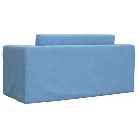 2-OS. SOFA DLA DZIECI, ROZKŁADANA, NIEBIESKA, MIĘKKI PLUSZ