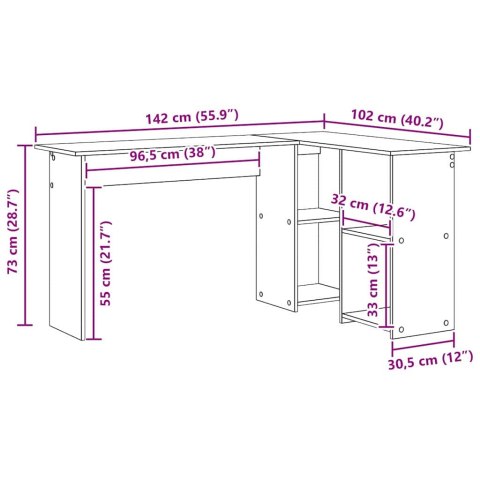 BIURKO BETONOWY SZARY 142 X 102 X 73 CM DREWNO INŻYNIERYJNE