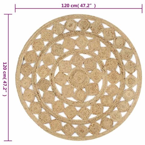 VidaXL Dywan pleciony ręcznie z juty, 120 cm
