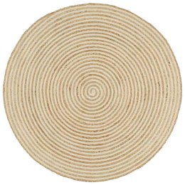 VidaXL Dywanik ręcznie wykonany z juty, spiralny wzór, biały, 120 cm