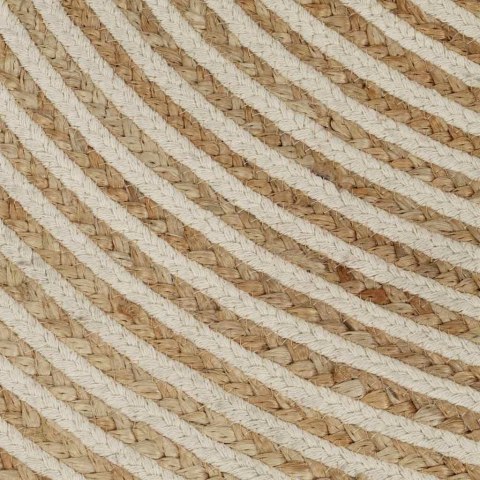 VidaXL Dywanik ręcznie wykonany z juty, spiralny wzór, biały, 120 cm