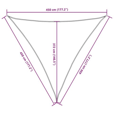 VidaXL Trójkątny żagiel ogrodowy, tkanina Oxford, 4,5x4,5x4,5 m