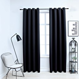 VidaXL Zasłony zaciemniające z kółkami 2 szt. Czarny 137x213 cm Tkanina