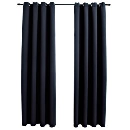 VidaXL Zasłony zaciemniające z kółkami 2 szt. Czarny 137x213 cm Tkanina